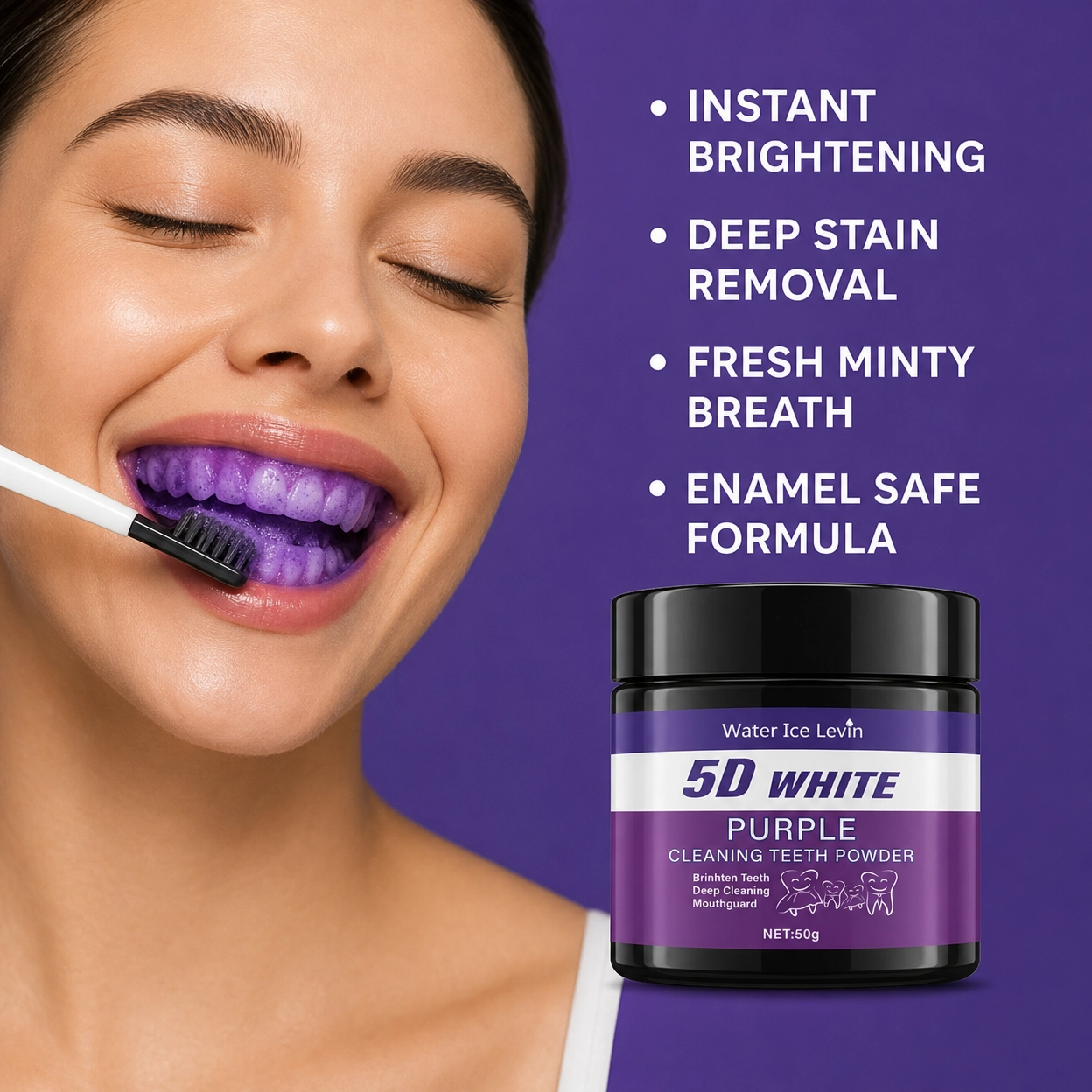 Purple Tooth Glow: 5-Day Whitening & Deep Cleaning Powder