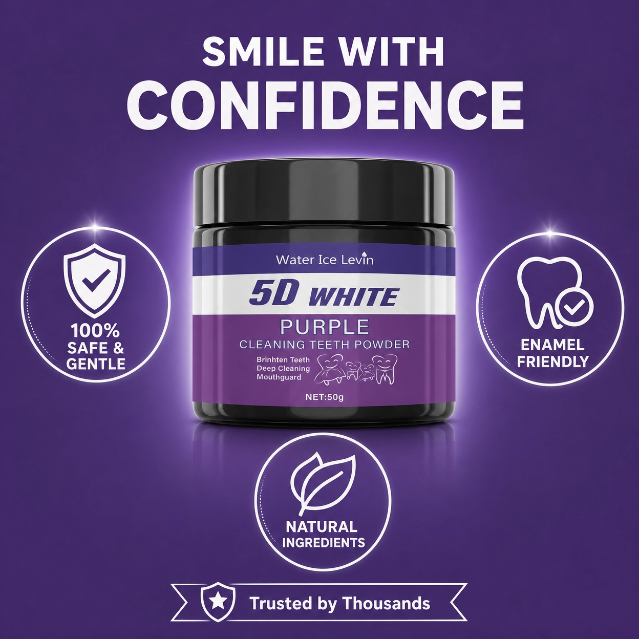 Purple Tooth Glow: 5-Day Whitening & Deep Cleaning Powder